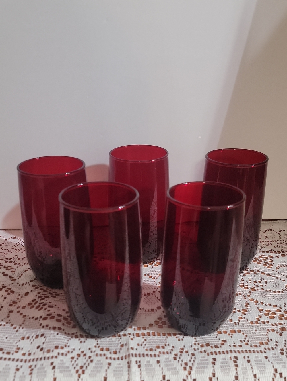 Vintage Anchor Hocking Royal Ruby Red Glasses Set Of 5